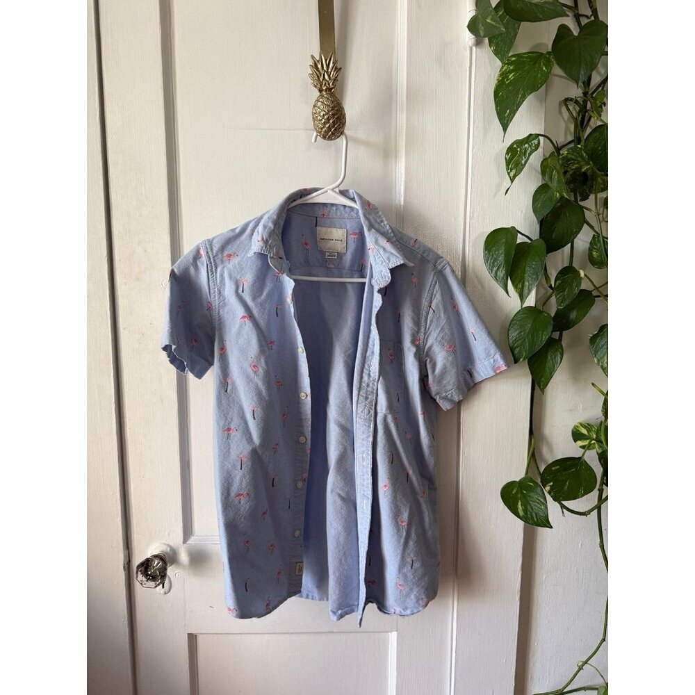 American Eagle men’s size X – small flamingo button down shirt
